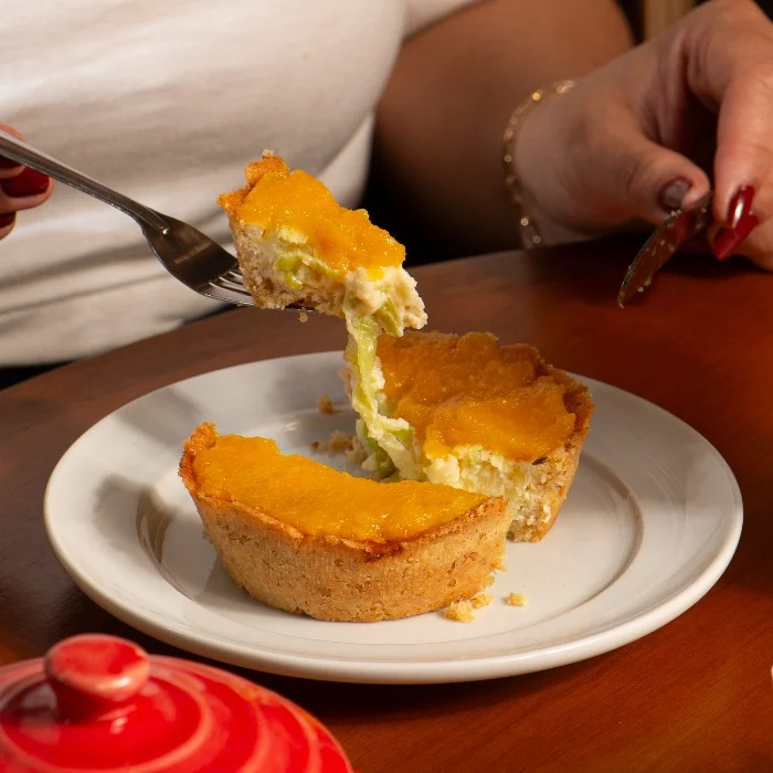 Quiche Alho Poró e Damasco sem leite, Grão Confeitaria Saudável